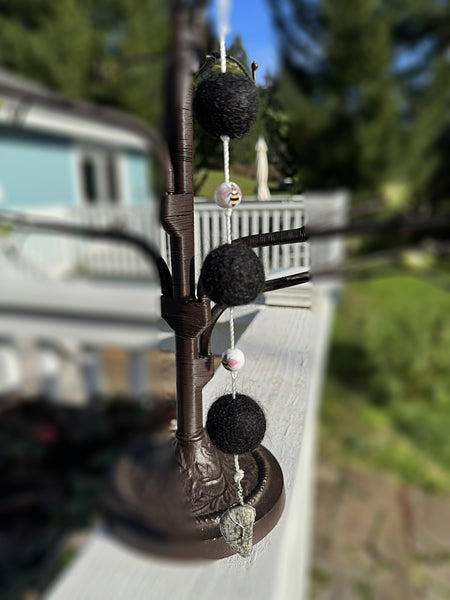 Felted Ball Essential Oil Diffusers with Polished Stone