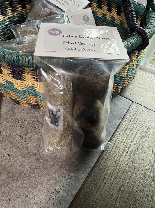 Catnip Scented Felted Ball Cat Toys, includes small bag of catnip